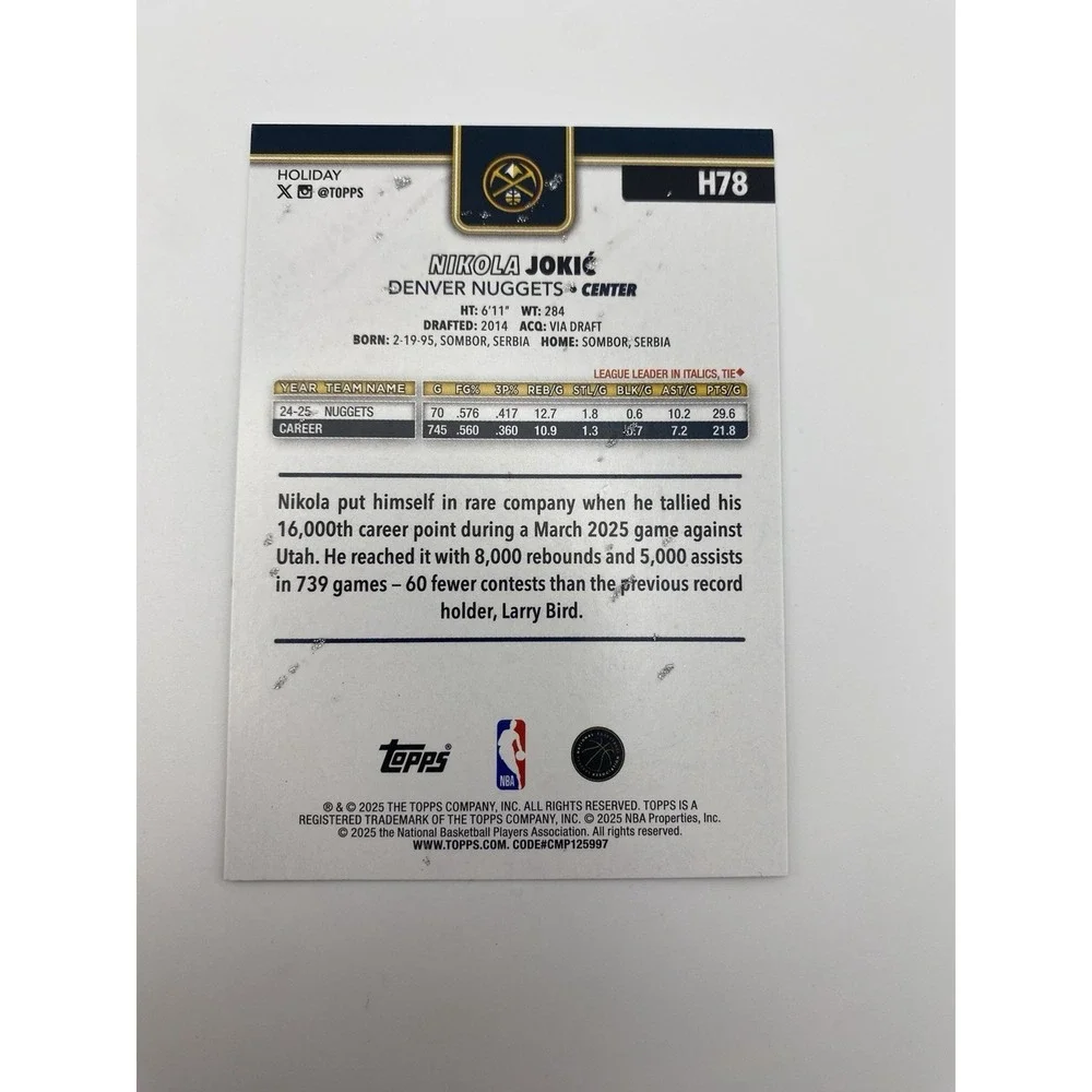 2024-25 Topps Holiday Nuggets Lot Jokic Silver Glitter Braun Watson‎